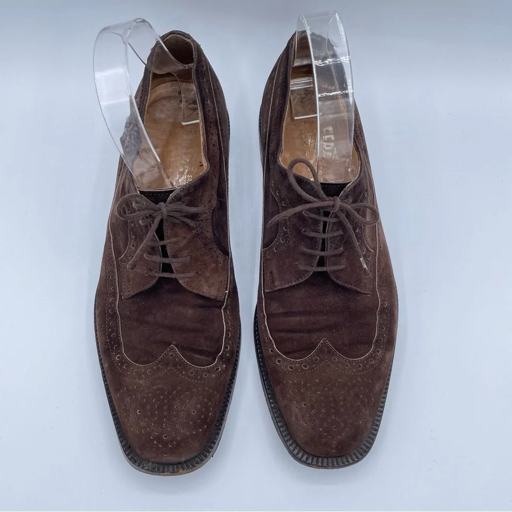 Salvatore Ferragamo Suede Oxfords 7 1/2 Brown